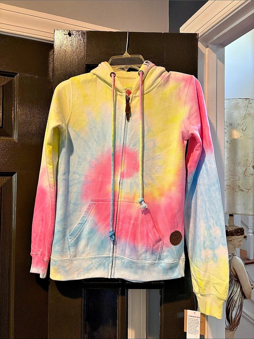 Pop Surf Brooklyn Born Tie-Dye Zip-Up Hoodie Pink & Blue Medium